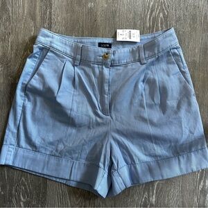J. Crew Women's Sky Blue Pleated Chino Shorts 4 inch inseam Size 4 NWT